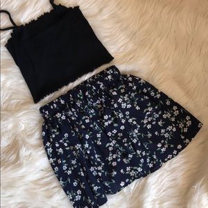 Floral skirt with pants under